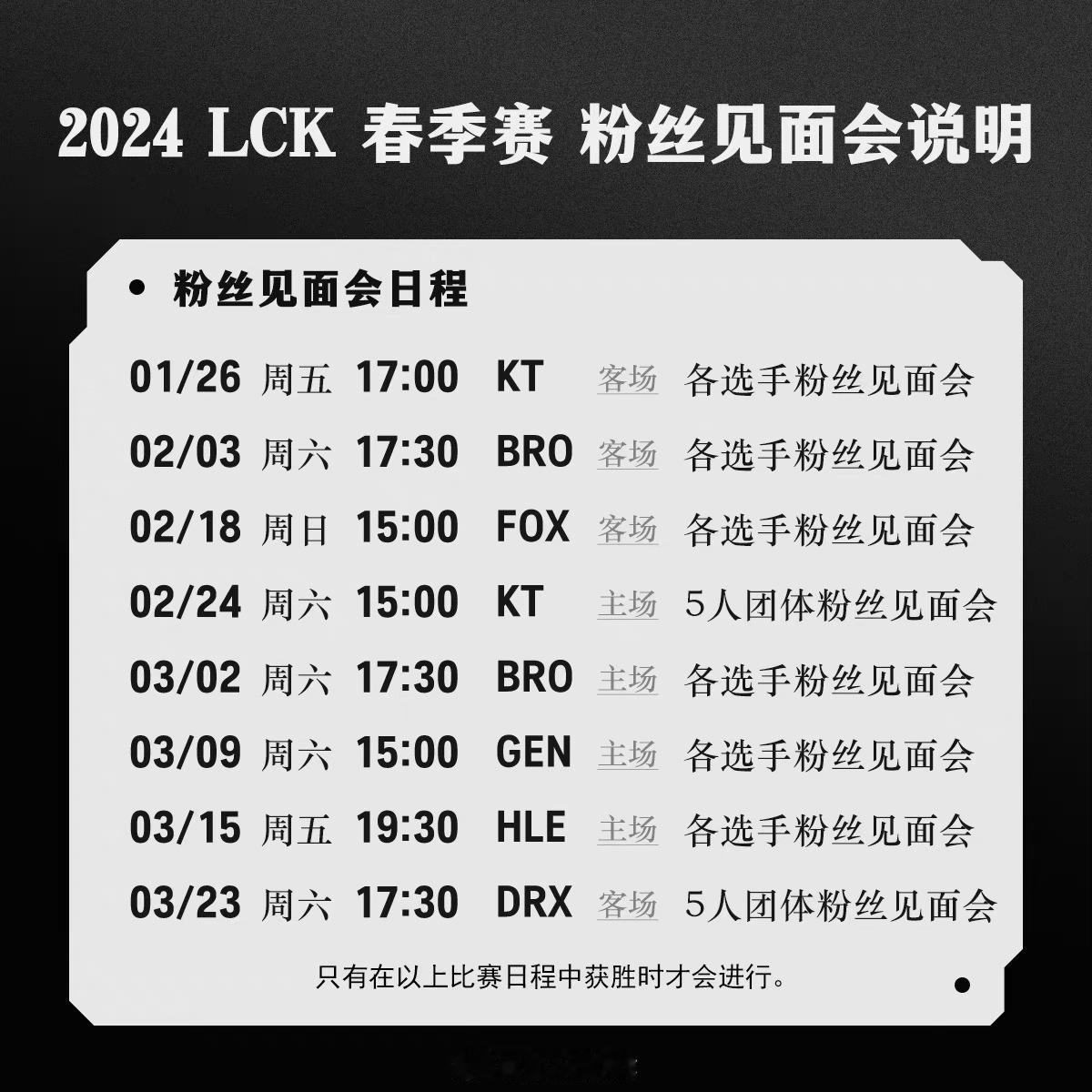 @T1电子竞技俱乐部 公布粉丝见面会说明，本人进行粉丝见面会时不能拍摄视频

#