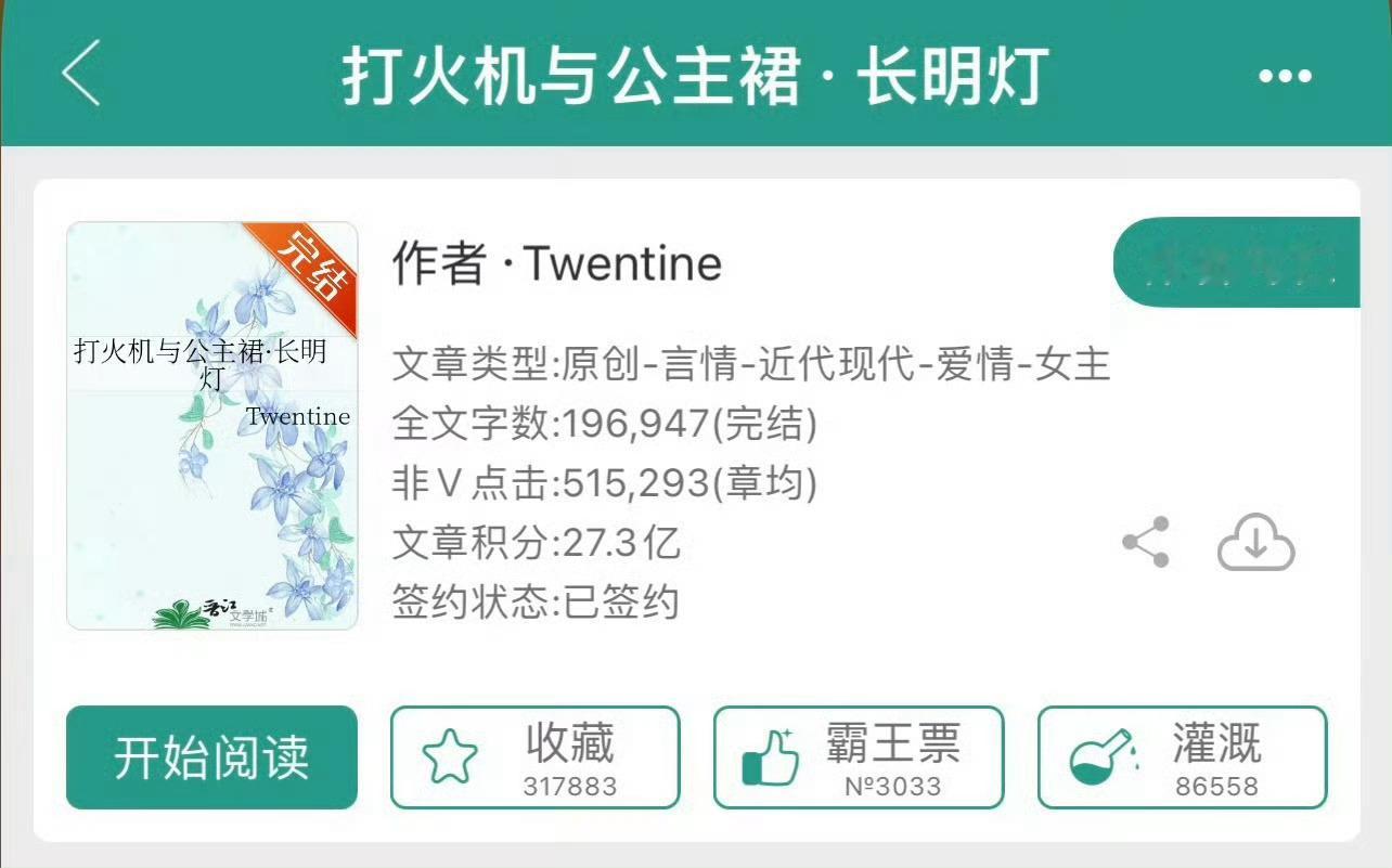 小说推荐：《打火机与公主裙》 作者:Twentine简评：勇敢乖乖女vs痞帅大学
