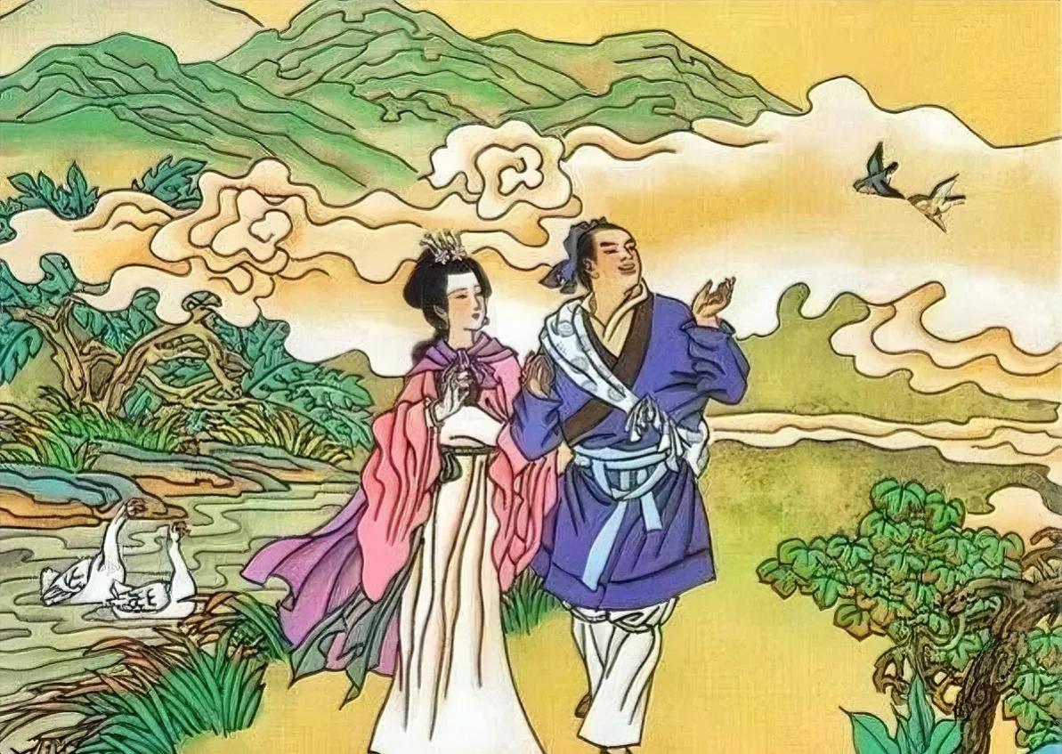 牛郎织女会七夕，鹊桥相会在此时。
千年流传的爱情，感动天地人和仙。

夜幕降临星