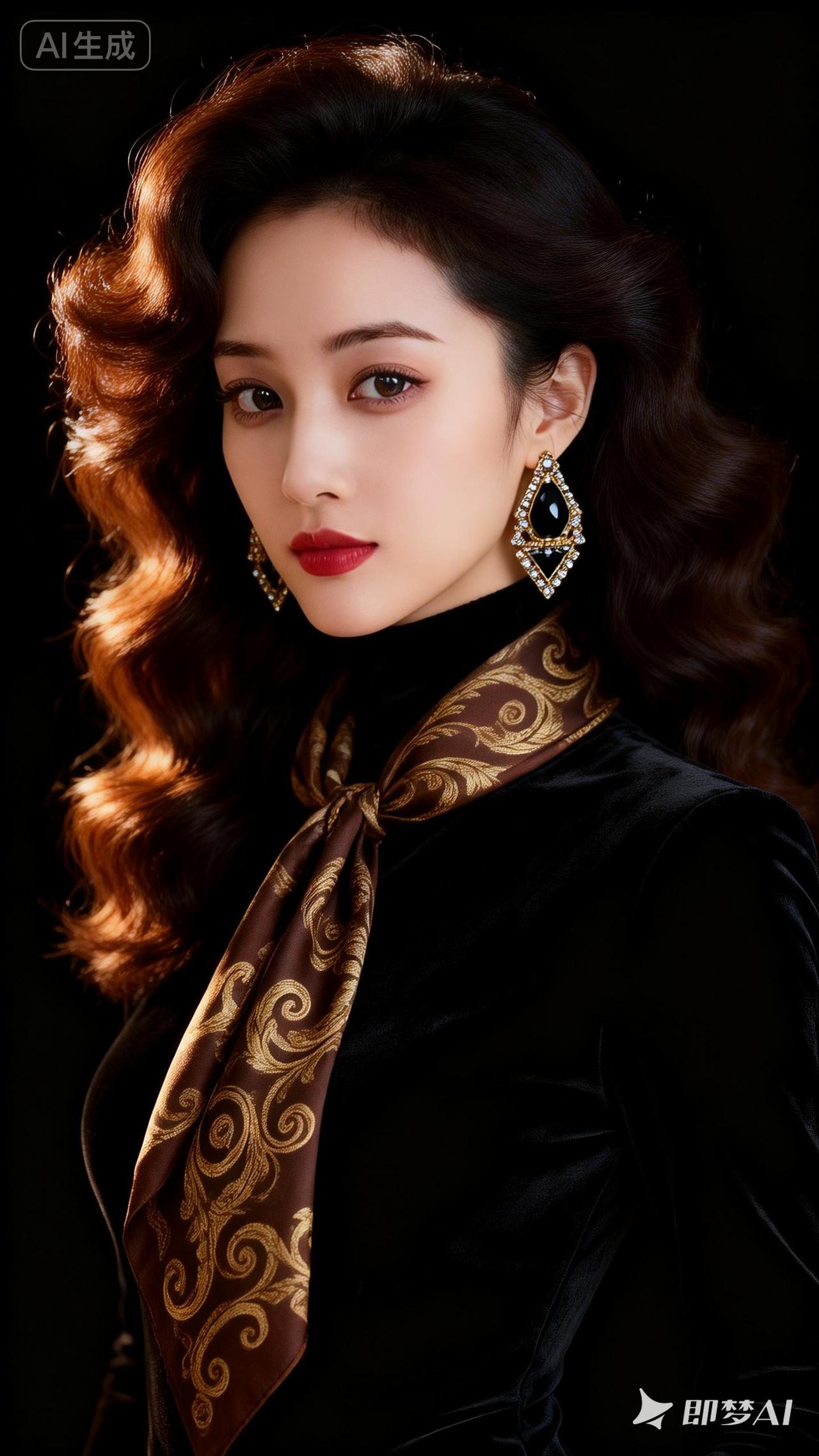 优雅复古风，红唇与金发相映成趣，尽显迷人魅力！