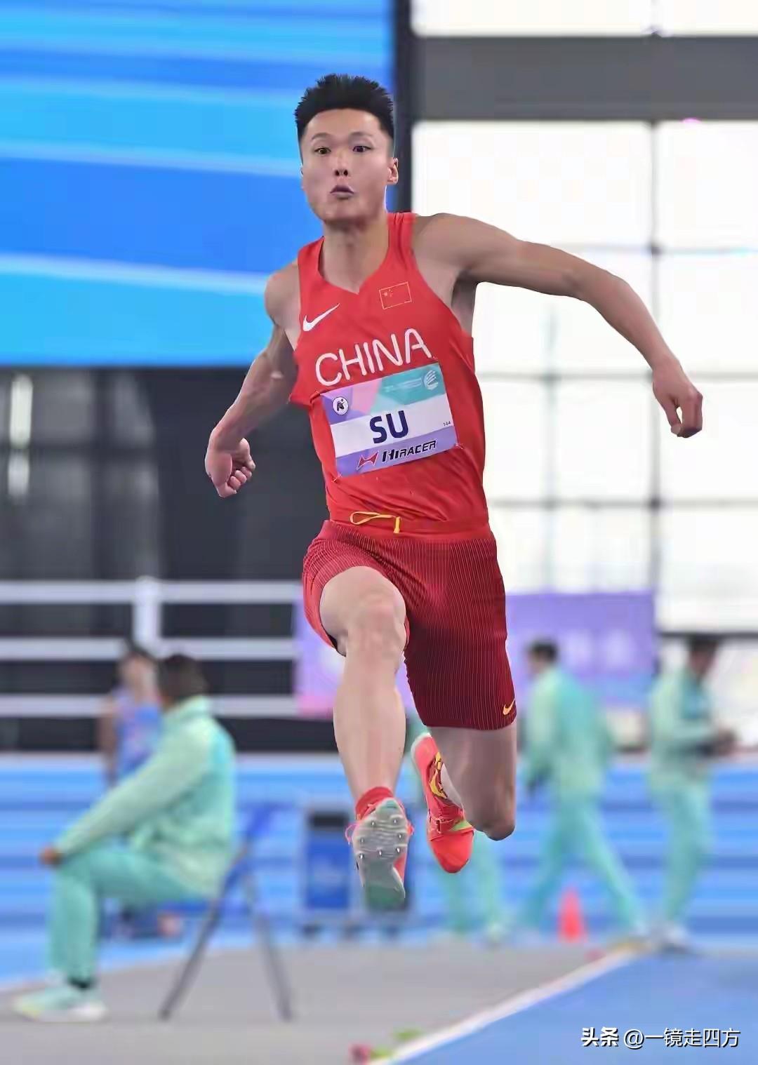 今天下午进行的全国室内田径大奖赛西安站男子三级跳远决赛，上个月刚刚获得亚锦赛冠军