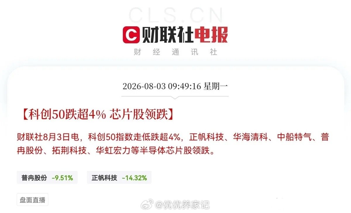 8月开门黑如期上演！冲高跳水行情上演，科技赛道集体走弱，结构性分化愈发极端行情格
