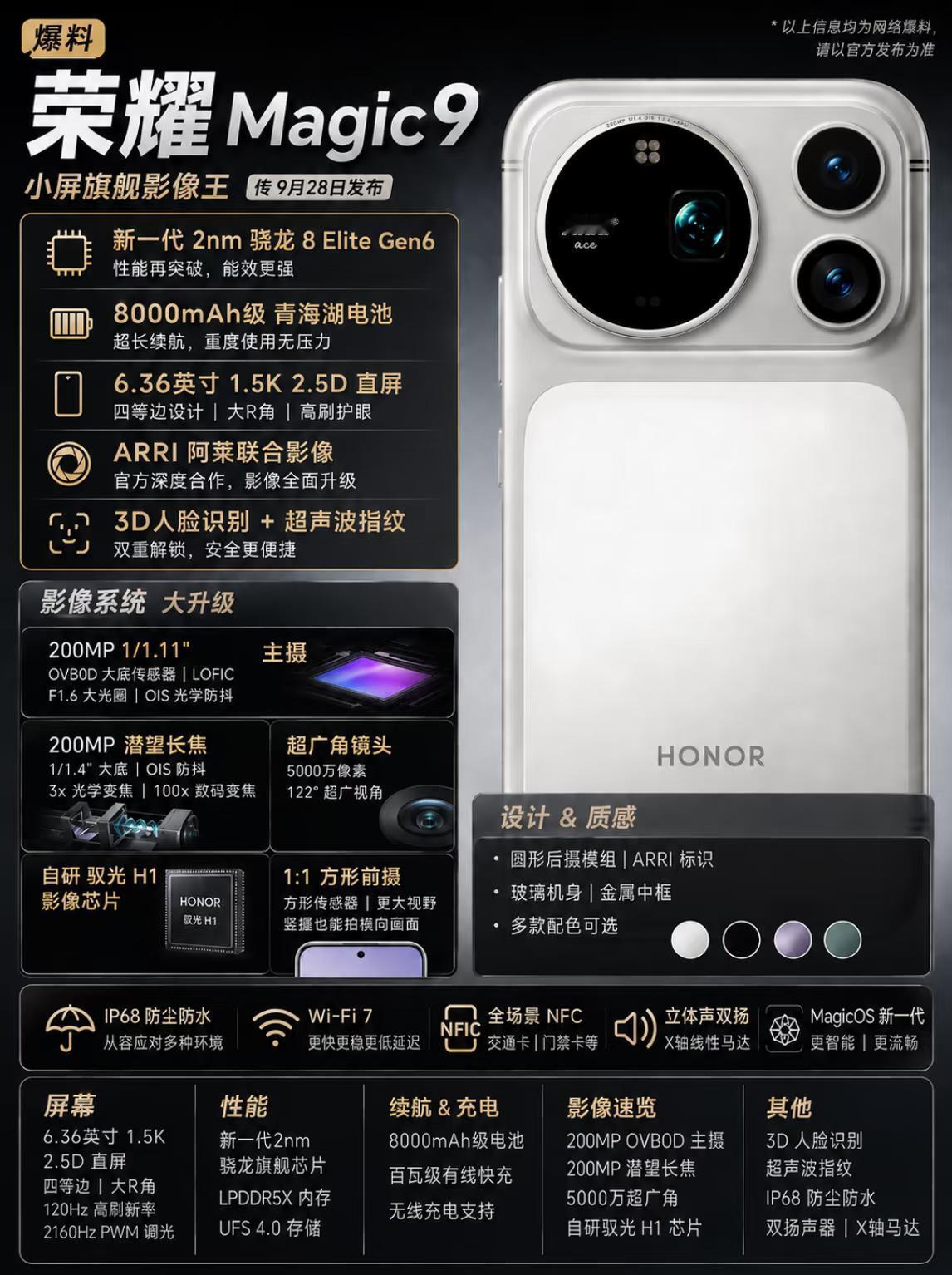 荣耀Magic9系列这配置一曝光，华为Mate 90还能坐得住吗？

全新外观设
