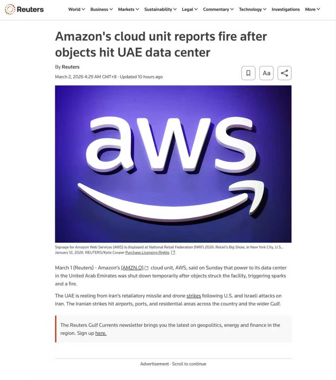 AWS阿联酋的数据中心被炸了… 