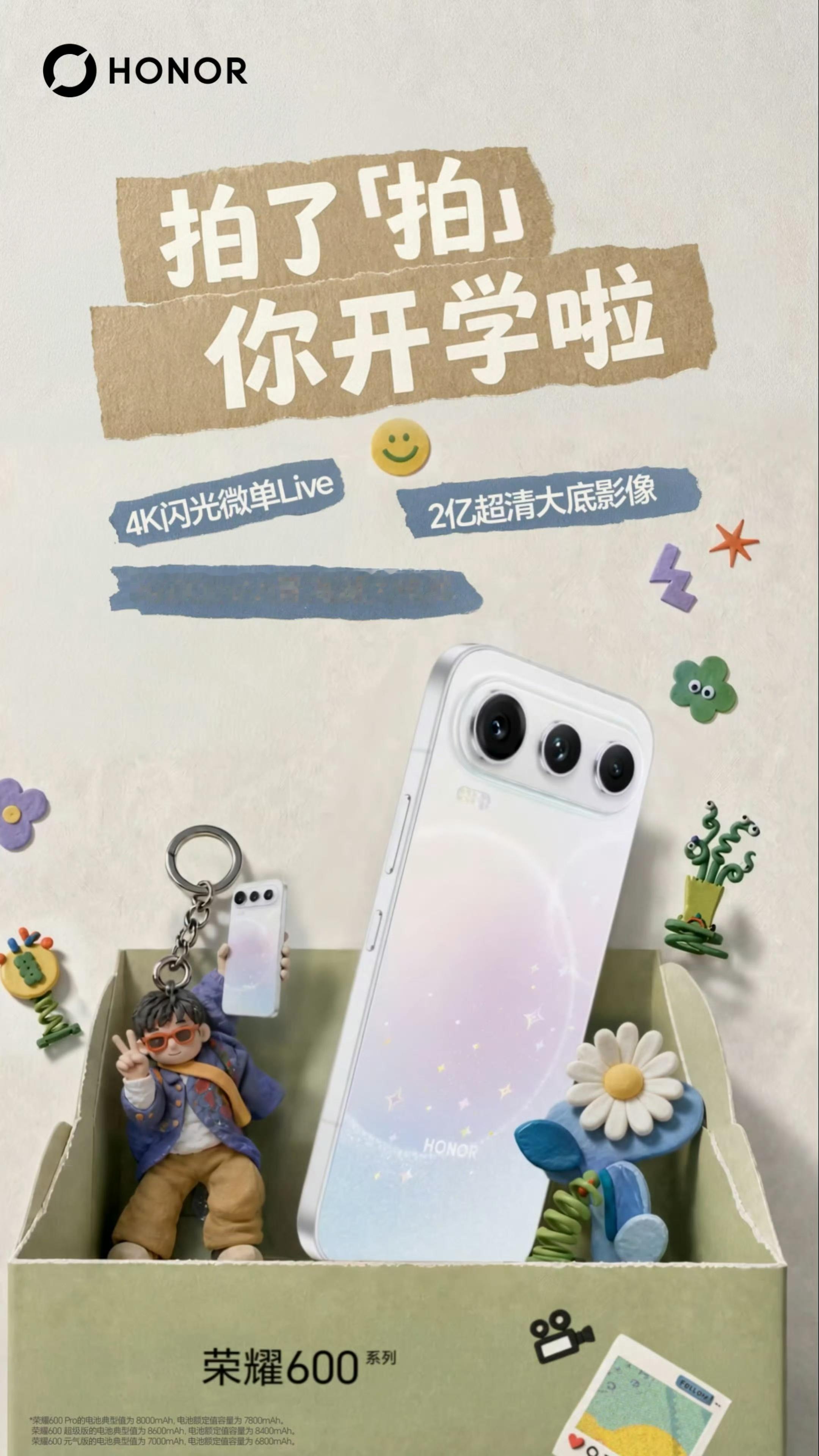 开学季置办装备，可以看看荣耀这套学生数码组合。荣耀600系列手机超大电池+高清影