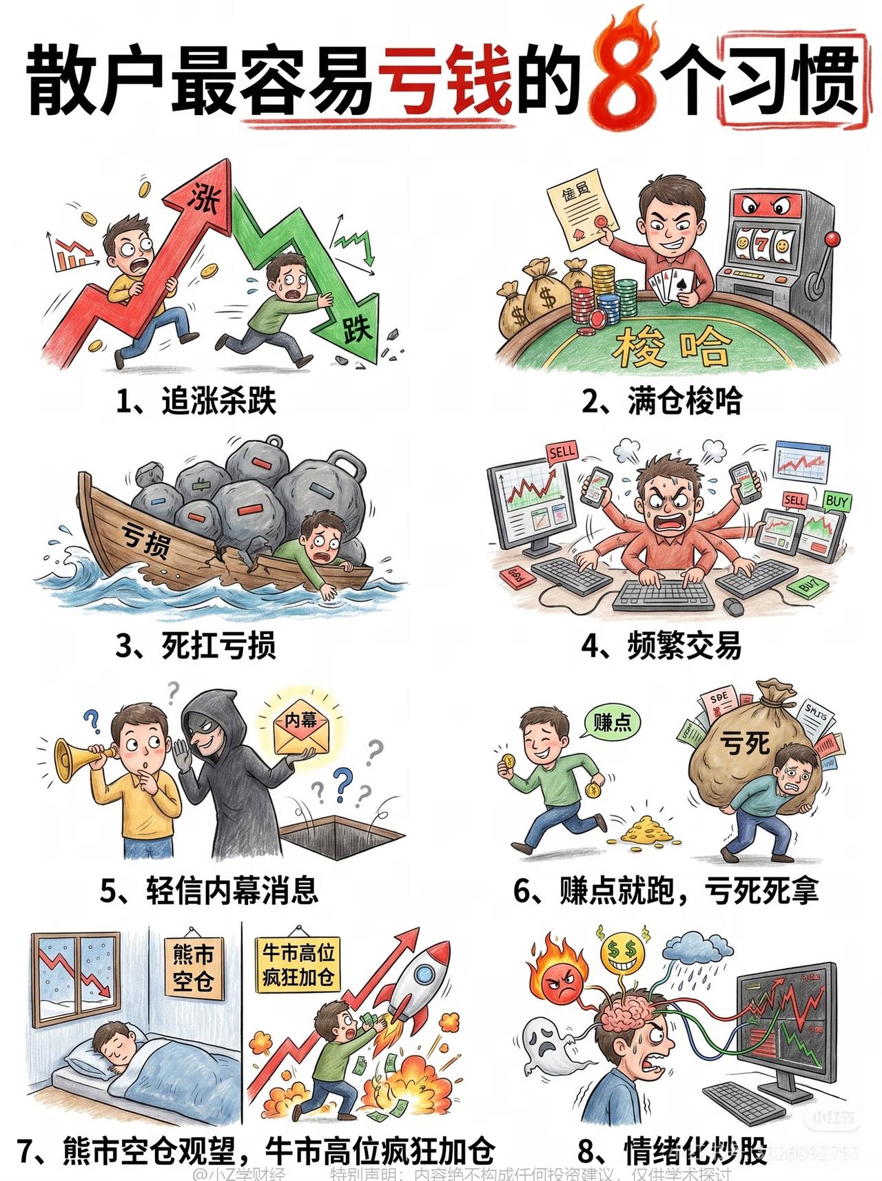 扎心了！散户最容易亏钱的8个习惯，你中了几个？
 
炒股多年没赚到钱，真的是运气