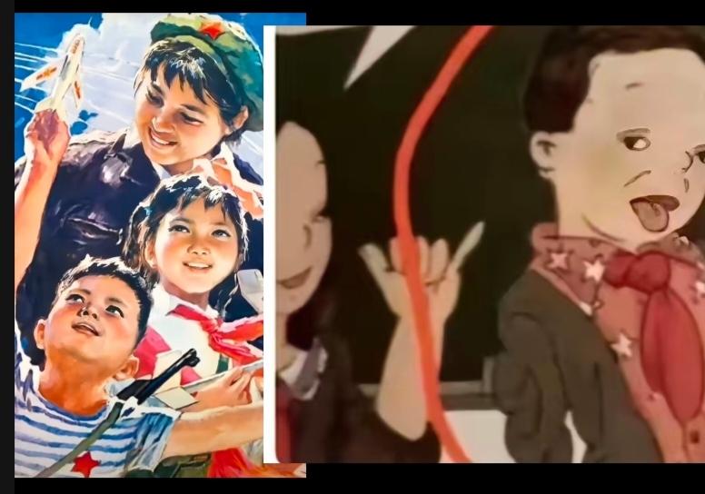 同样是红领巾少先队员
以前的画像朝气蓬勃
现在的画像鬼迷日眼
而且鼻子不是鼻子，
