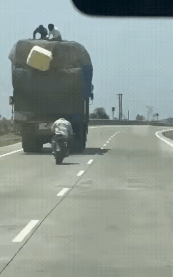 网友国外公路偶遇，老外头脑简单吗？智慧满满，但我还是疑问，咋上去的呢？也是同样方