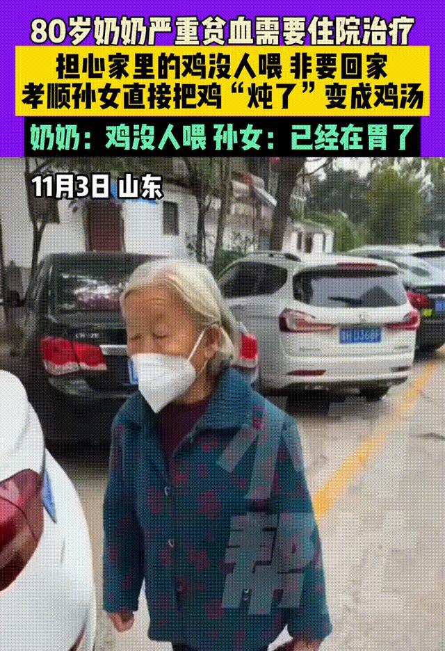 “80岁奶奶住院担心鸡没人喂，孝顺孙女出绝招，让奶奶心安！”[太阳]

11月3