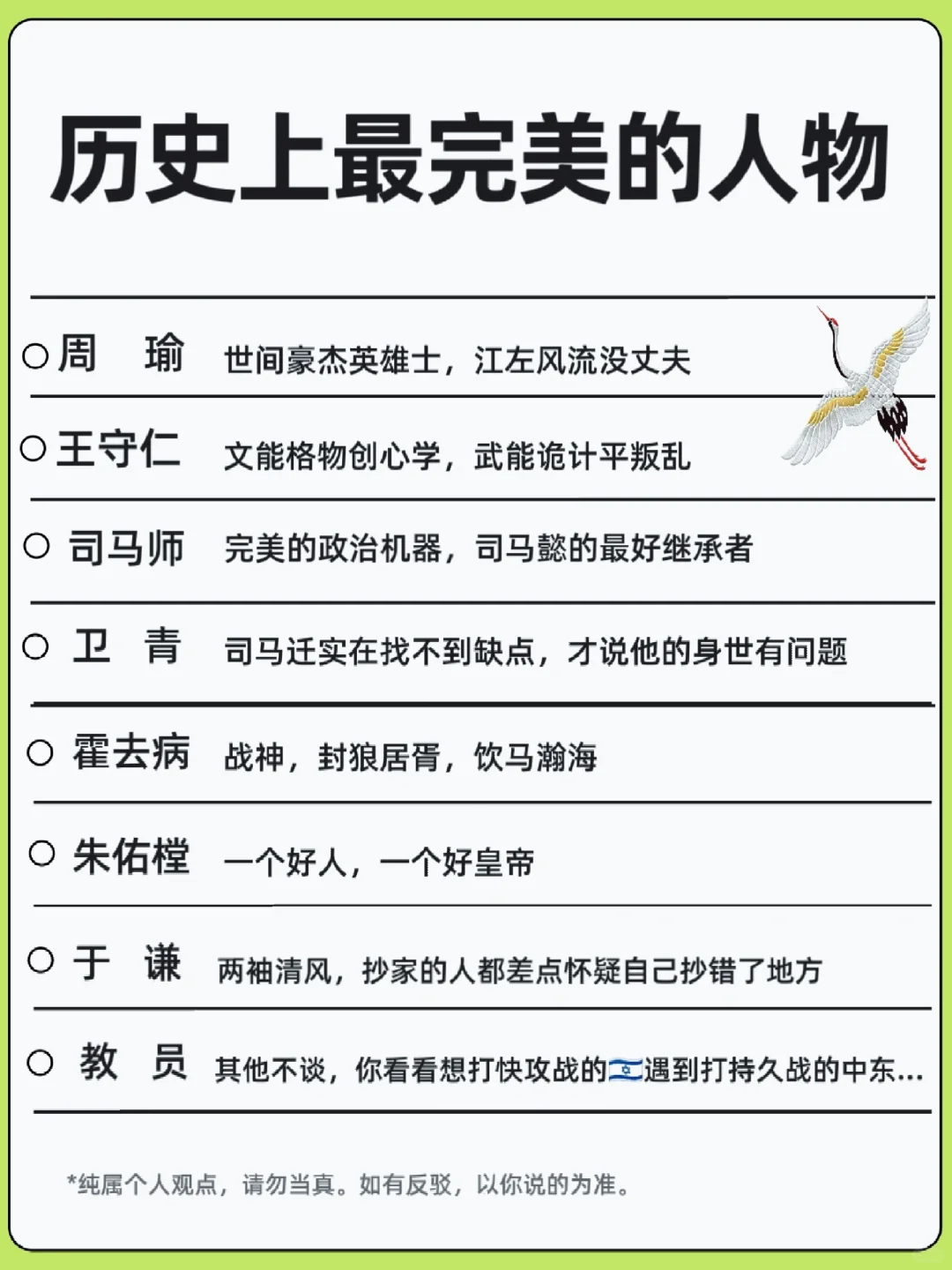 你心目中认为谁是历史上最完美的人？