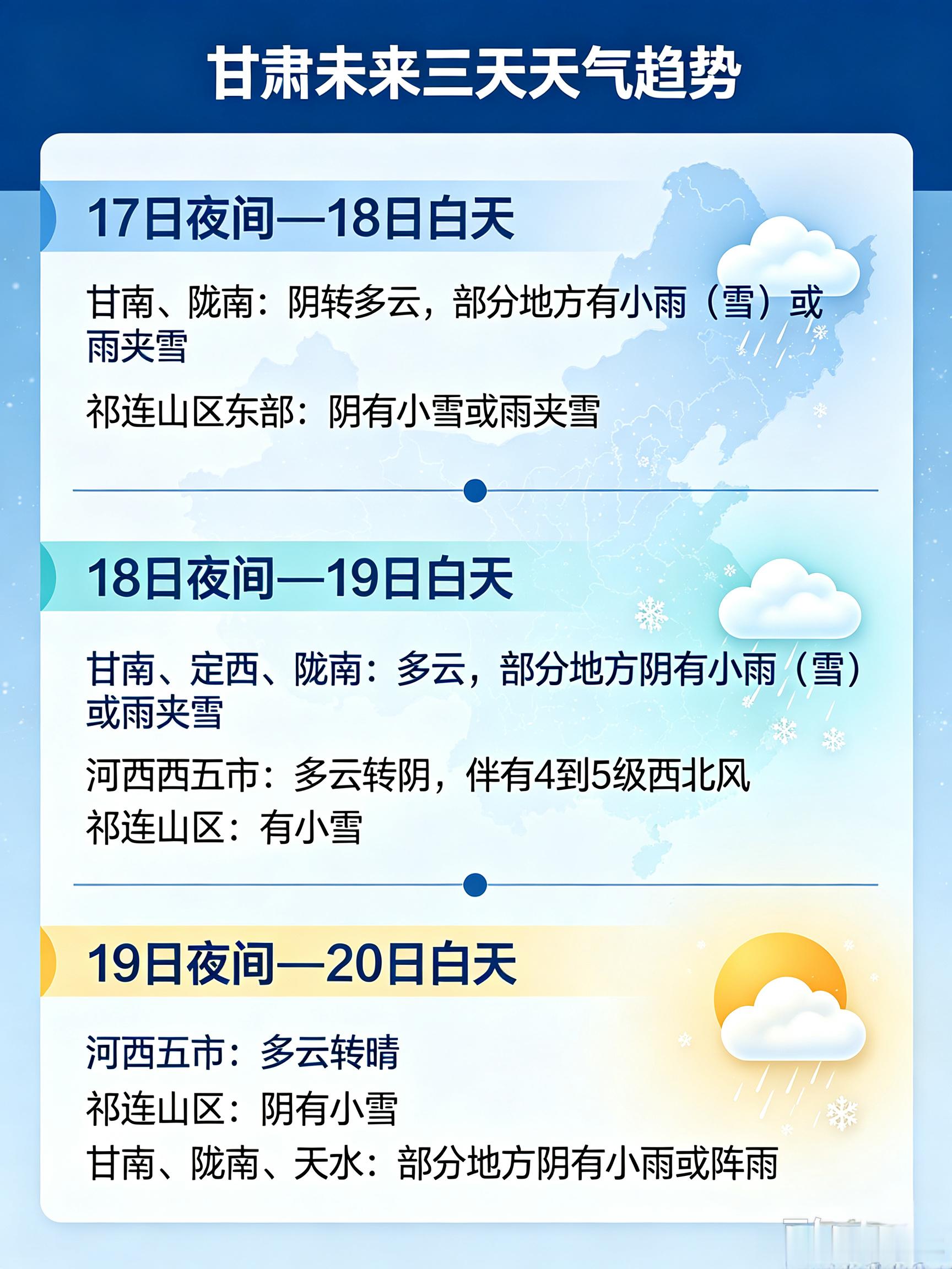 甘肃大部雨雪强度范围将减弱【兰州近日气温回升早晚有轻雾】10月17日气象部门预报