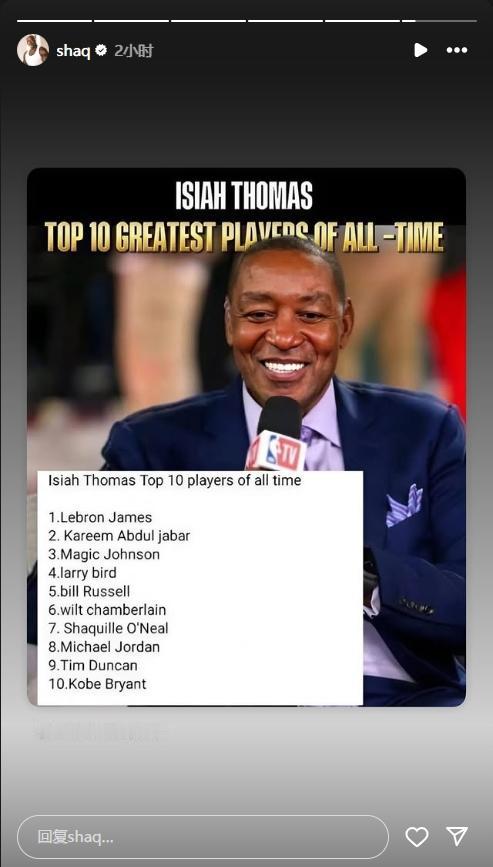 跟乔丹的恩怨过不去！托马斯排历史前十，乔丹第八。
近日，NBA名宿伊赛亚-托马斯