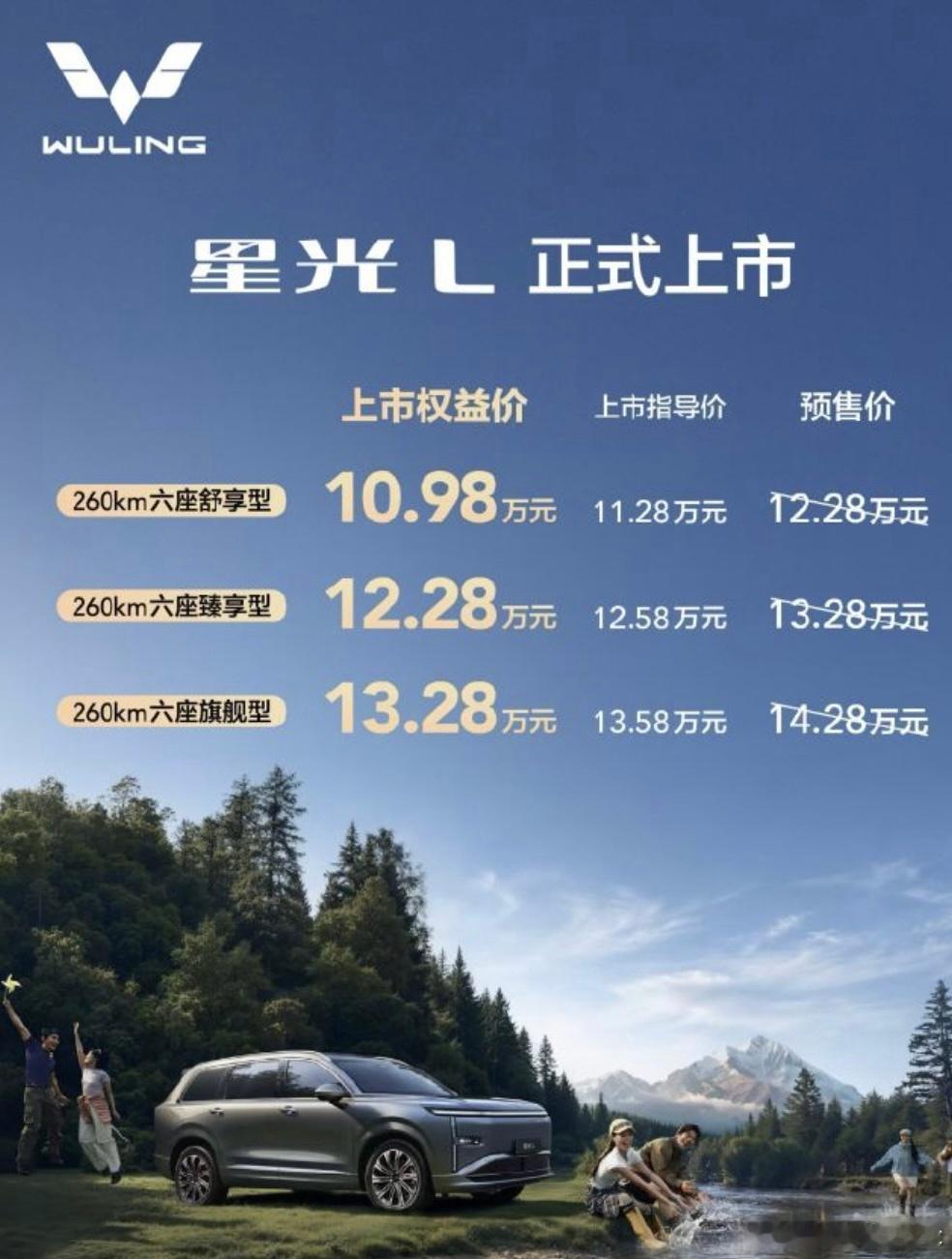 五菱，永远的价格屠夫啊星光L上市把大六座干到12.28w！权益后，能做到10.9