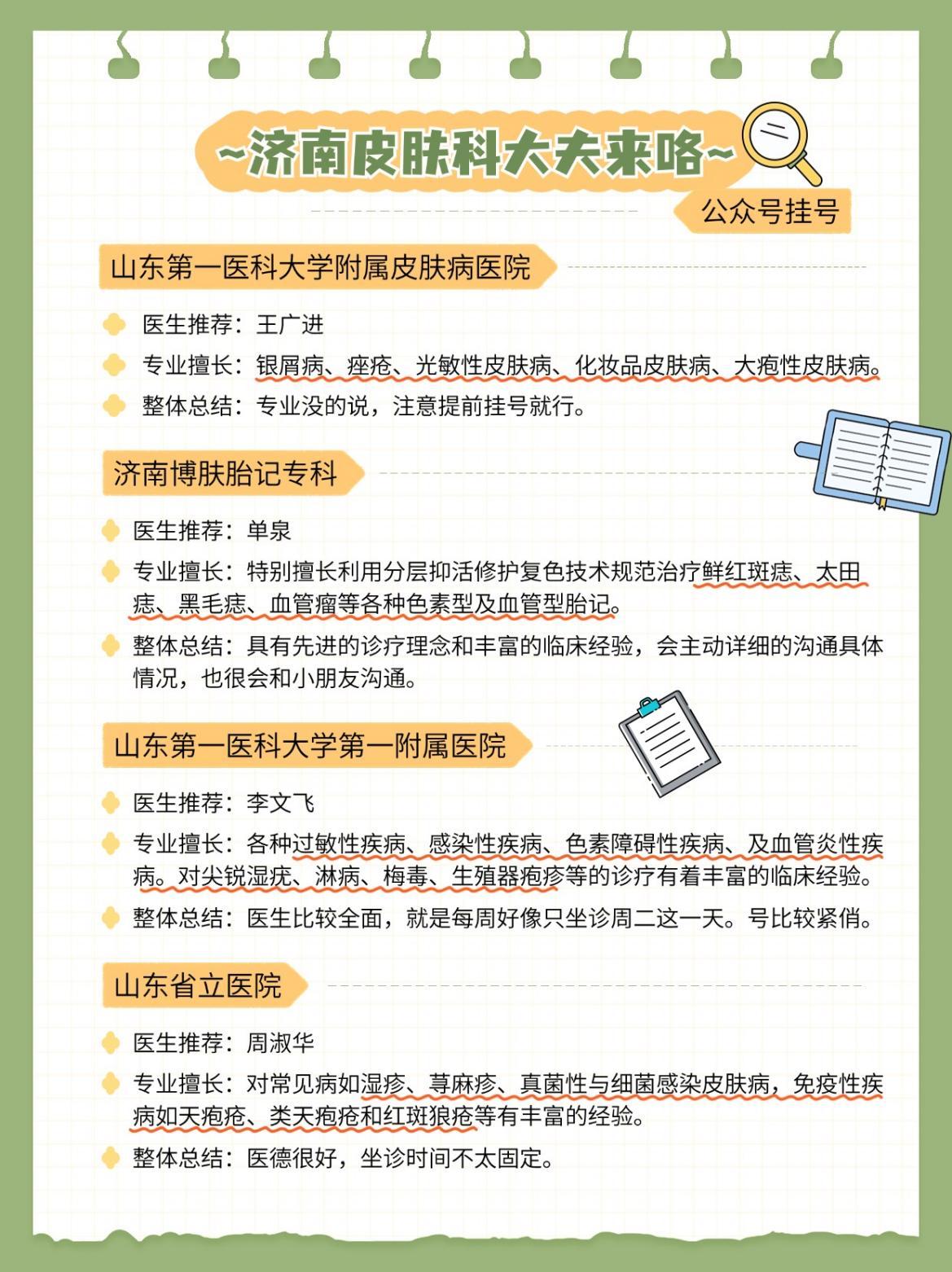 超全济南皮肤医生！排名不分先后，如有遗漏，欢迎在评论区补充~ 