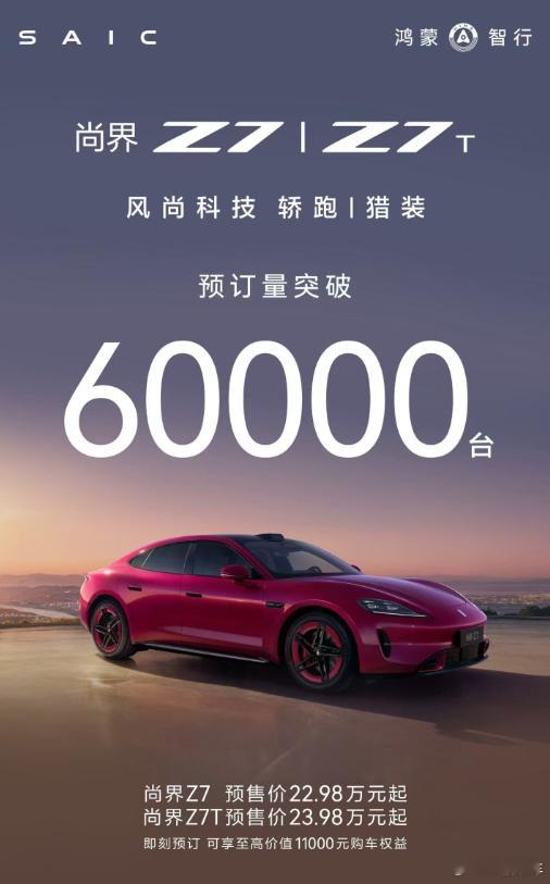 尚界Z7尚界Z7T预订量突破6万台,看来这辆车不只好看,还有实力撑腰!🚗💨 