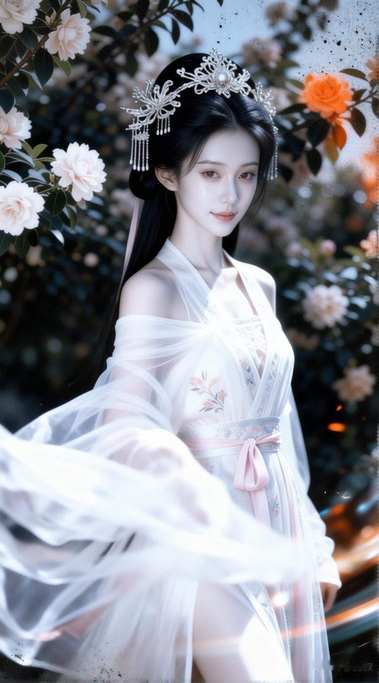 梦幻古风少女，花海中的仙子