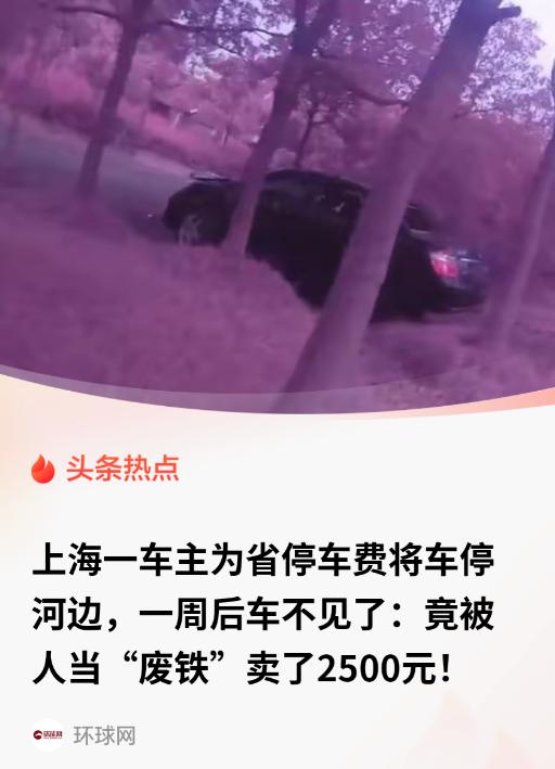 “贪小便宜吃大亏！”6月6日红星新闻报道，上海，一男子为了省停车费，把车停在河边