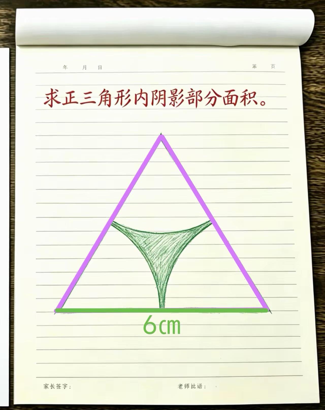 求正三角形内阴影部分面积。