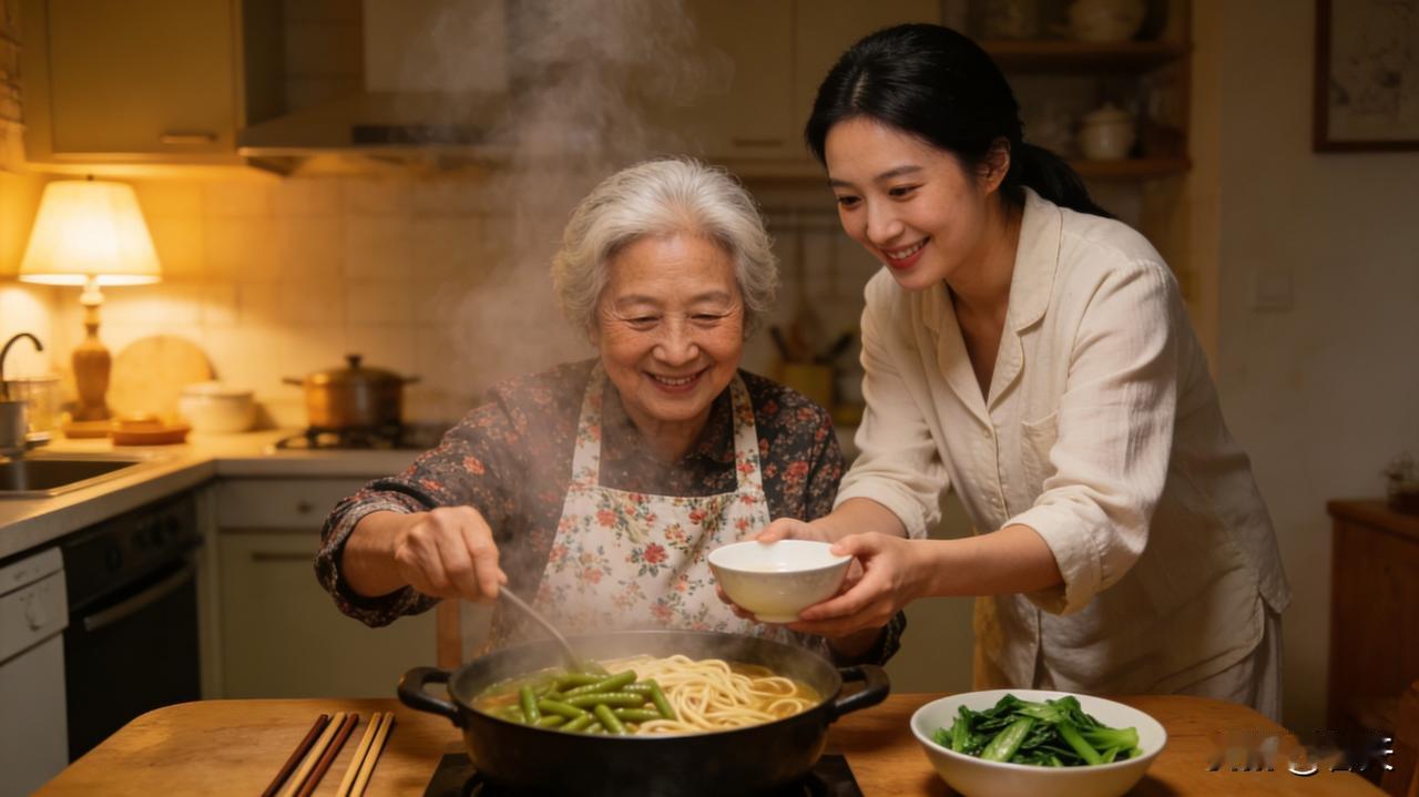 儿媳馋婆婆做的豆角烀面，婆婆连夜备餐，热面暖语藏真心，婆媳相处本是家人般温情。