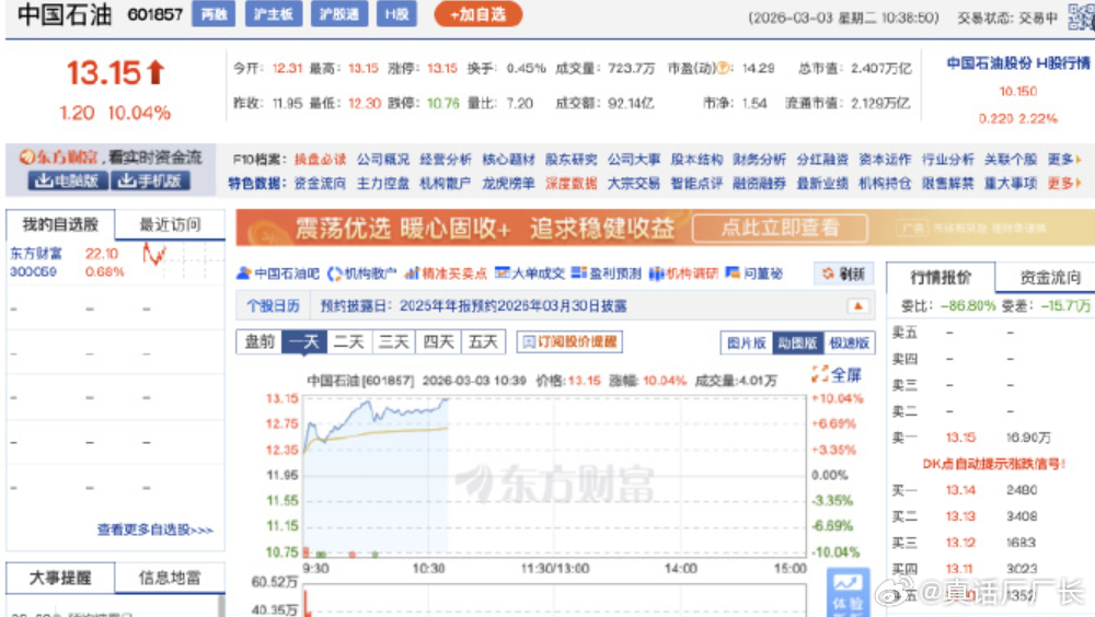 中国石油再度涨停 老股民：活久见。新股民：这才是真龙头。 