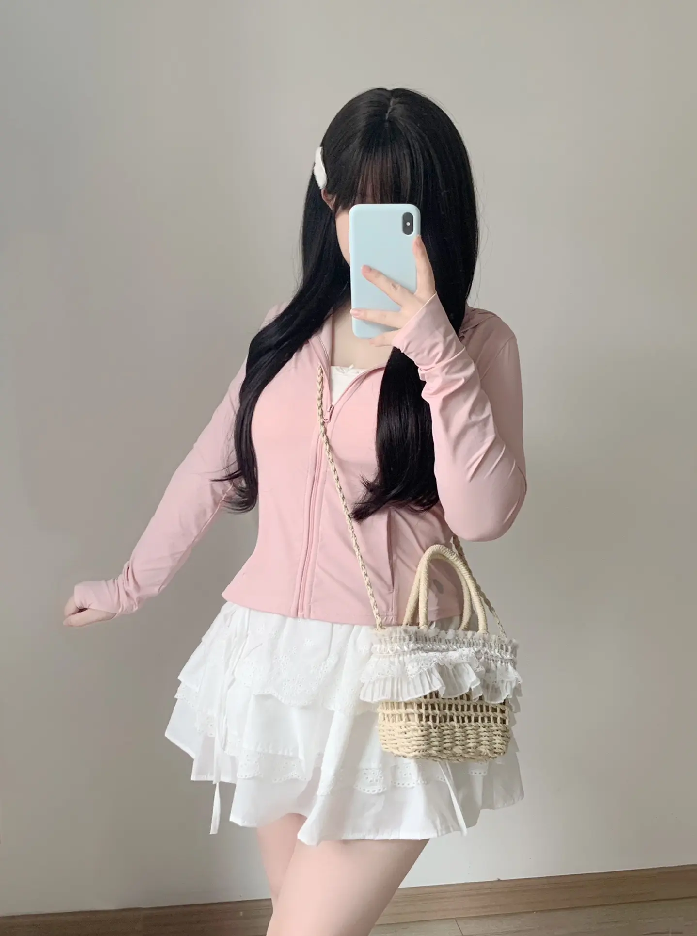 粉嫩甜妹防晒穿搭～