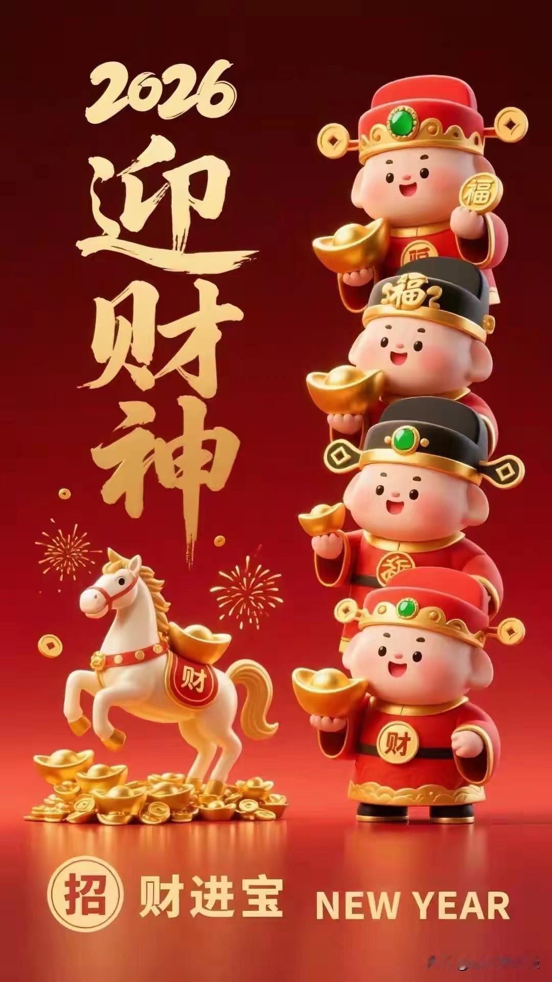 初五迎财神，全年顺利，财源滚滚，好运连连初五迎财神开门 初五财神