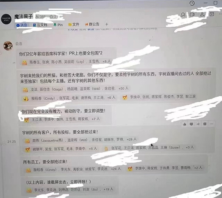 追觅俞浩内部称把宇树所有客户抢来一张关于追觅CEO俞浩在其控股公司魔法原子的工作