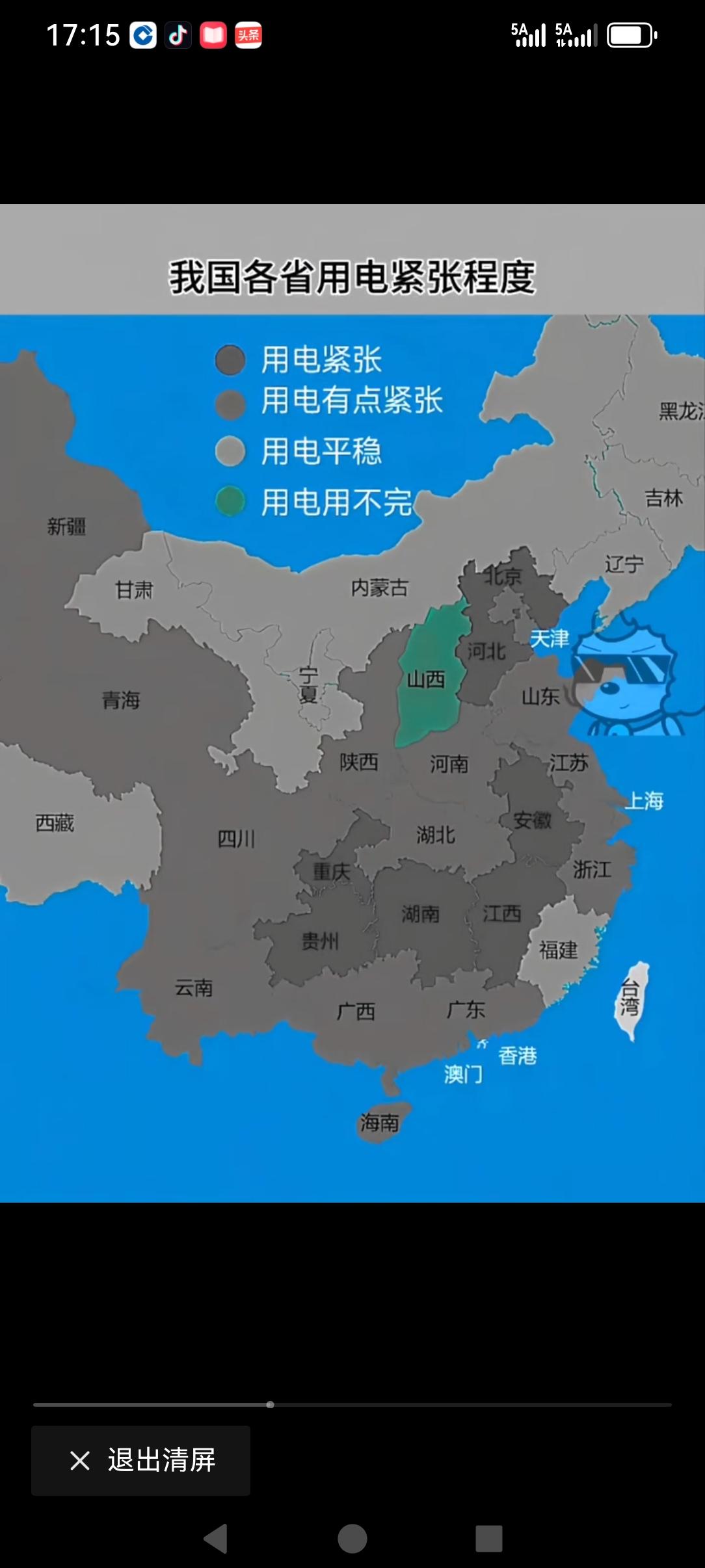 看不明白了
我国各省市用电紧张程度，觉得中国大部分都是缺电的！