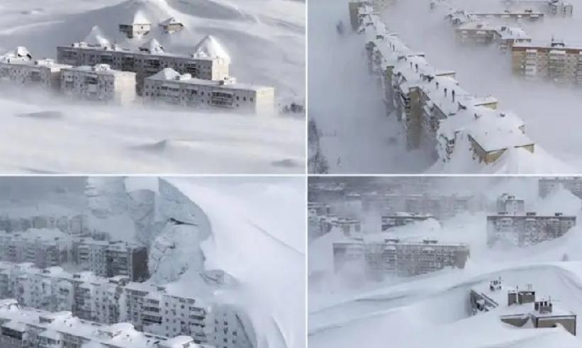 "这是真实的，不是AI视频！ 俄罗斯堪察加10层公寓积雪致城市功能瘫痪！
在俄罗