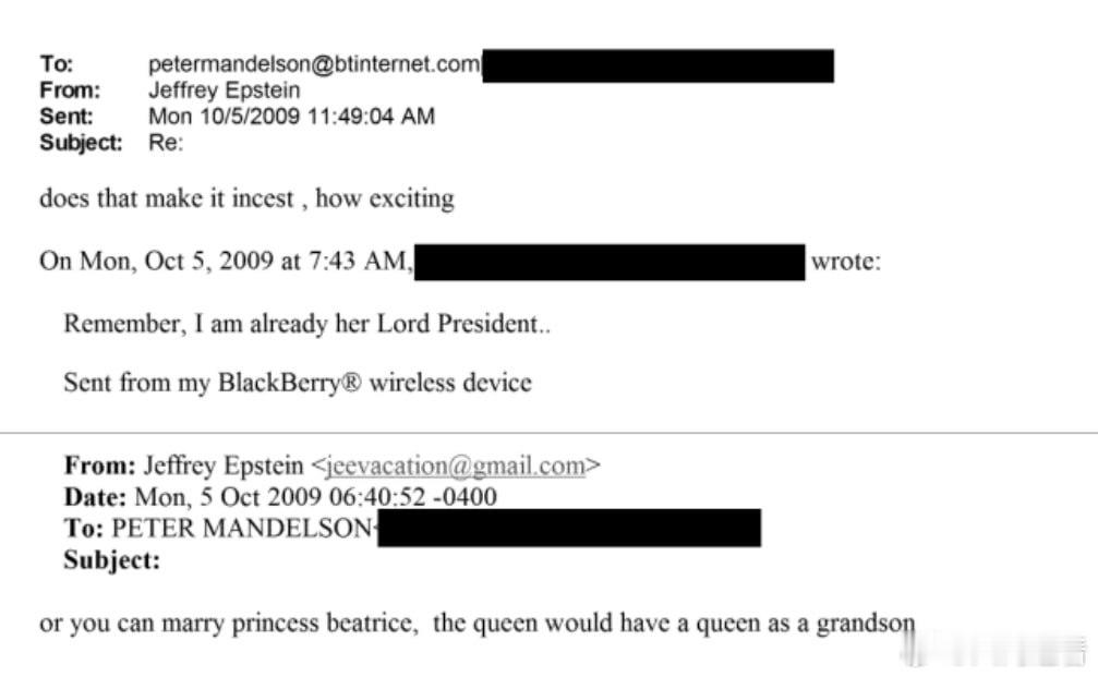 爱泼斯坦杰弗里·爱泼斯坦在2009年10月与英国前驻美大使彼得·曼德尔森的邮件往