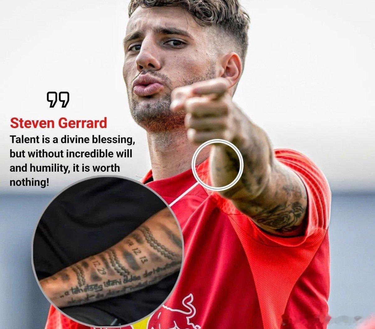 索博关于纹身中杰拉德的名言：（拉德名言：天赋诚然是天赐的恩惠，但若无超凡的意志与