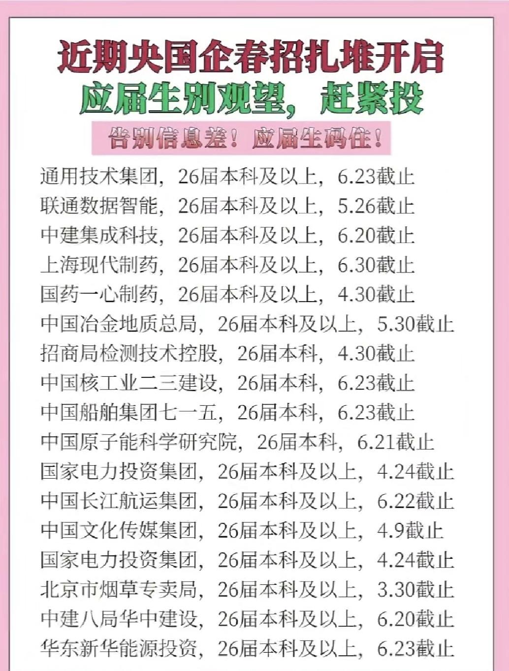 现在正是2026届央国企春招的黄金期，也是最后的大规模补录窗口。想上岸的同学得抓