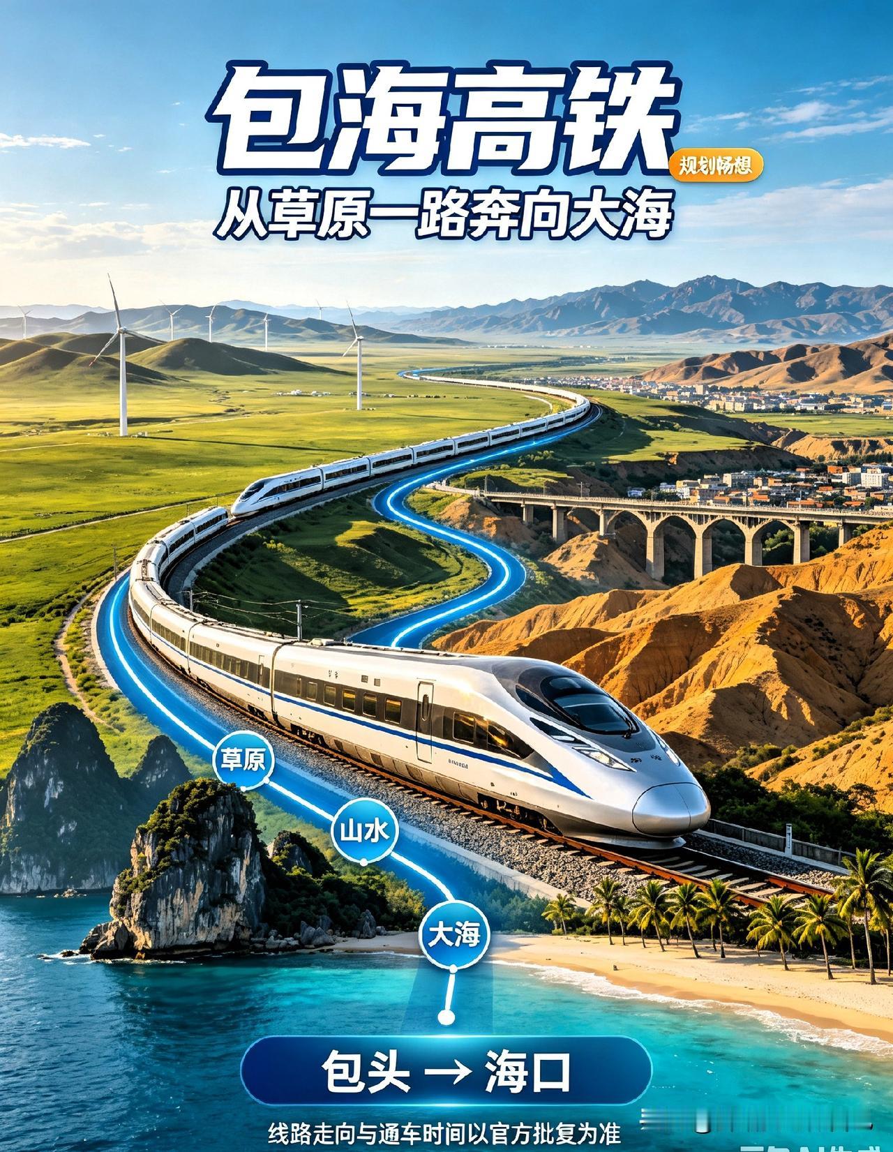 太敢想了！包海大通道，从包头草原坐到海口大海，全程8小时？


各位高铁迷们👋