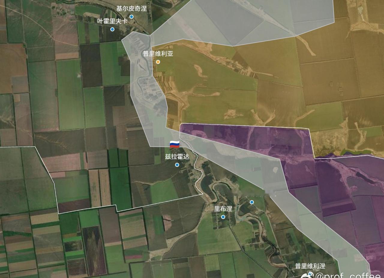 俄军35集团军第64旅在兹拉霍达插旗
视频时间：1:09 地理定位：47.833