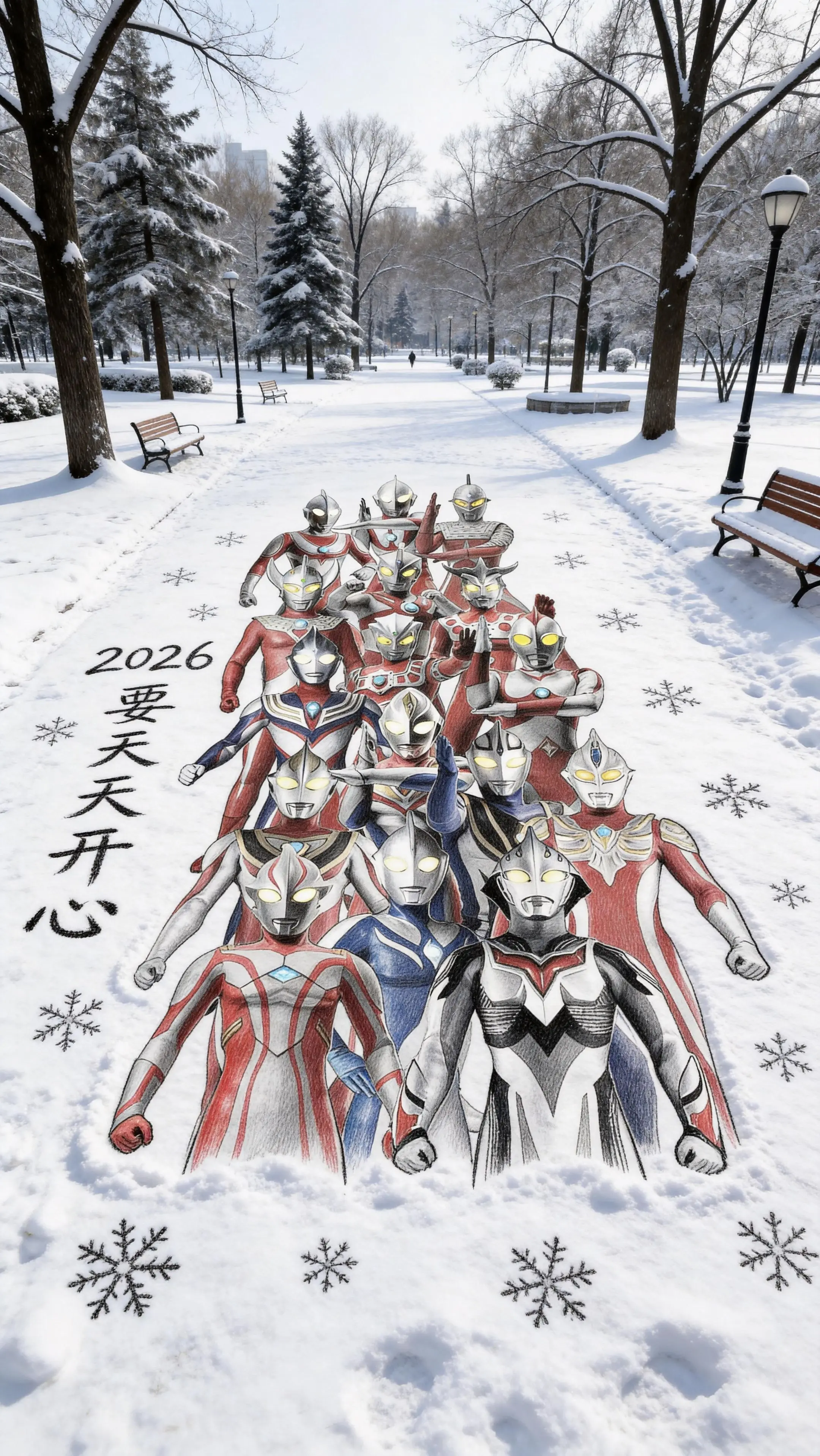 奥特曼 雪地素描自画像