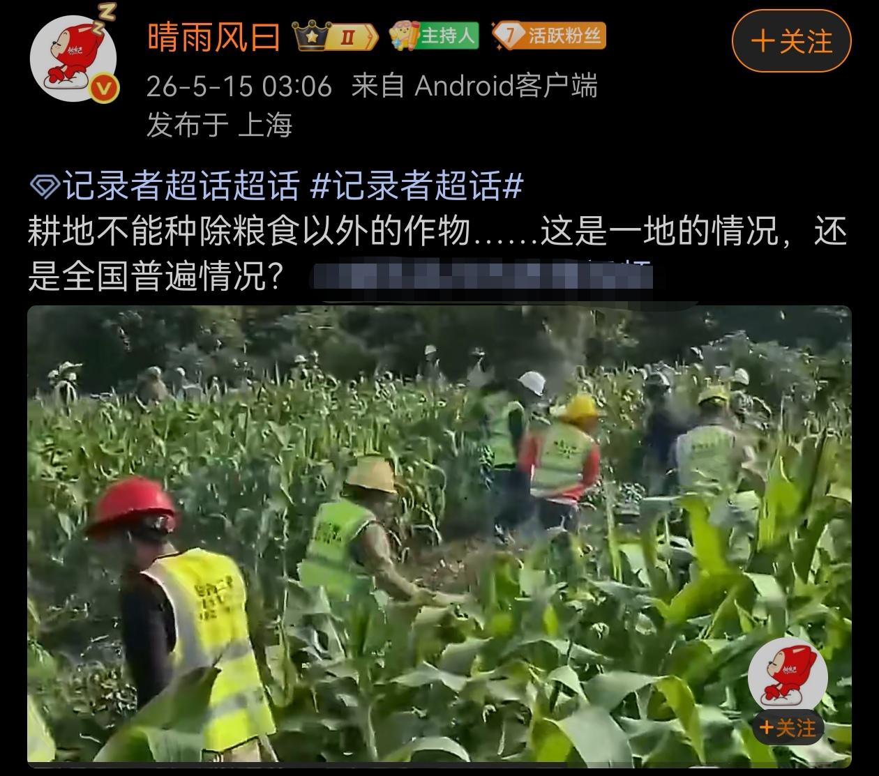 这应该是基本农田，这是守住饭碗的底线。耕地涉及粮食安全，红线必须要守住，不能任由