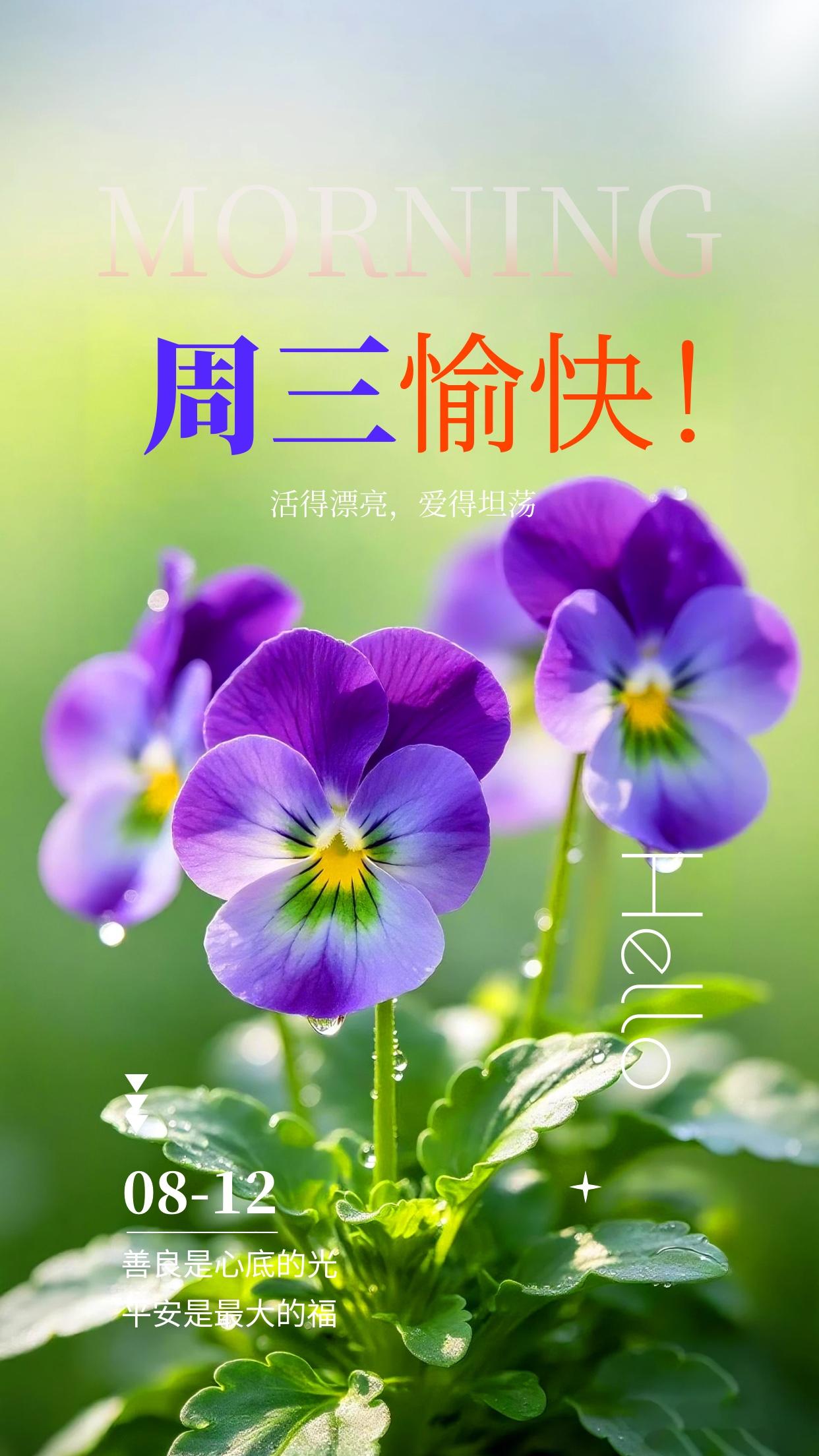 早安，今日8月12日周三🍃，夏风携荷香漫过清晨，蝉鸣轻柔消解暑气。新的周三放下