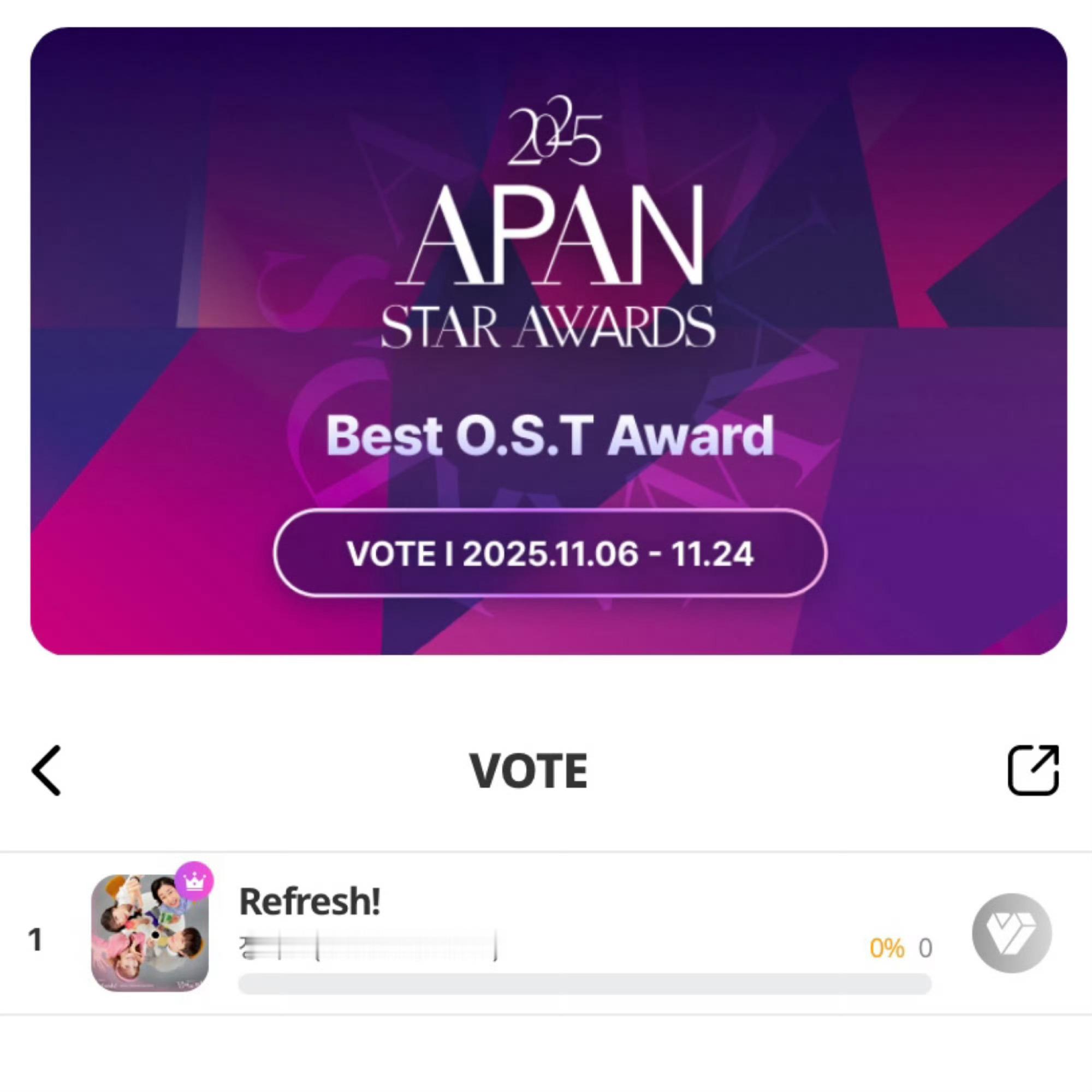 章昊Refresh入围最佳OST奖恭喜章昊凭借去月球吧OST《Refresh!》