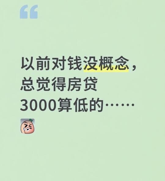从前对钱没概念，总觉得3000房贷低……