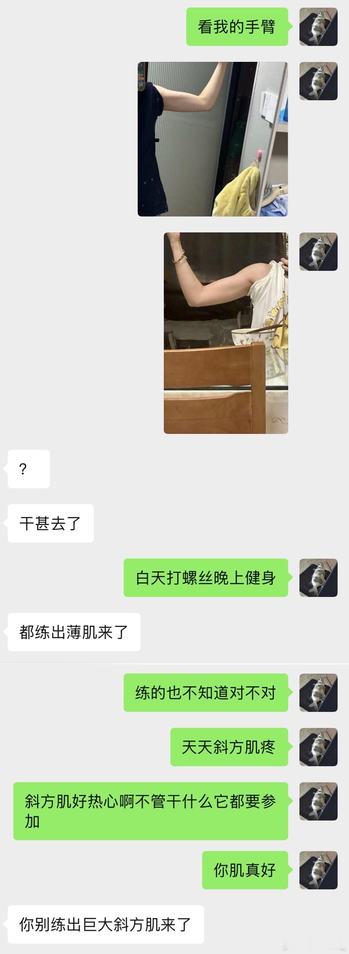 我目前计划是在不用力挤的情况下把手臂练成老头模样 