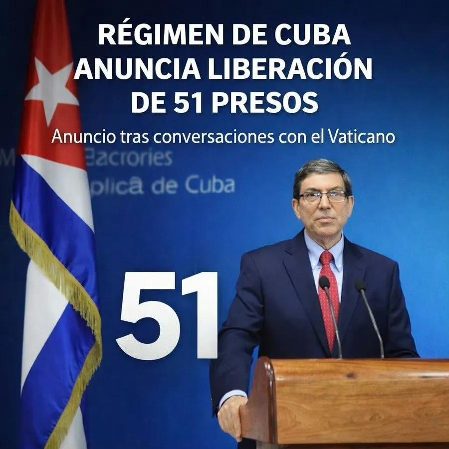 古巴宣布，经过“刑期审查程序”后，将在未来几天内释放51名政治犯。
媒体均认为是