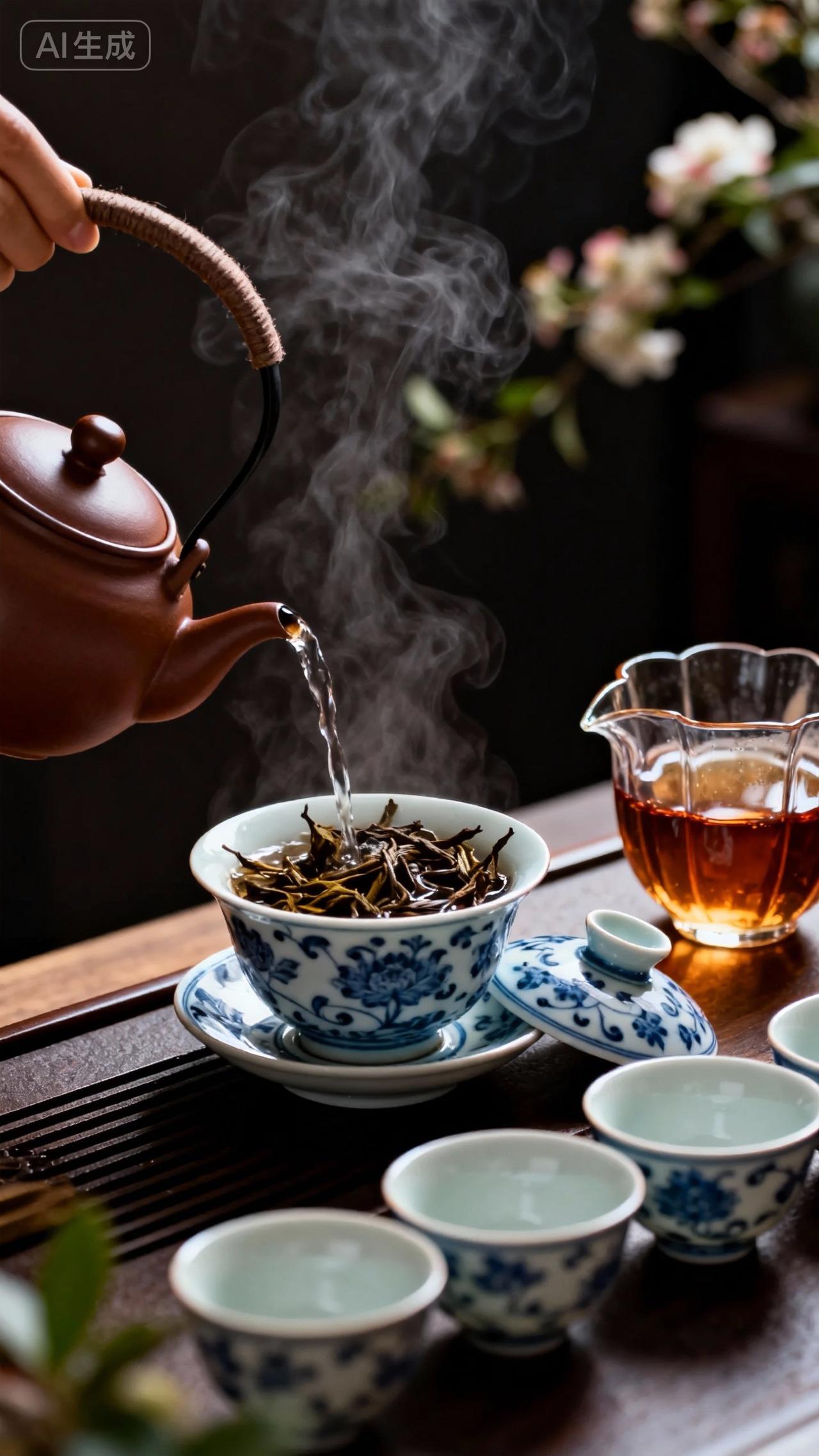 下联：半杯茶品人生