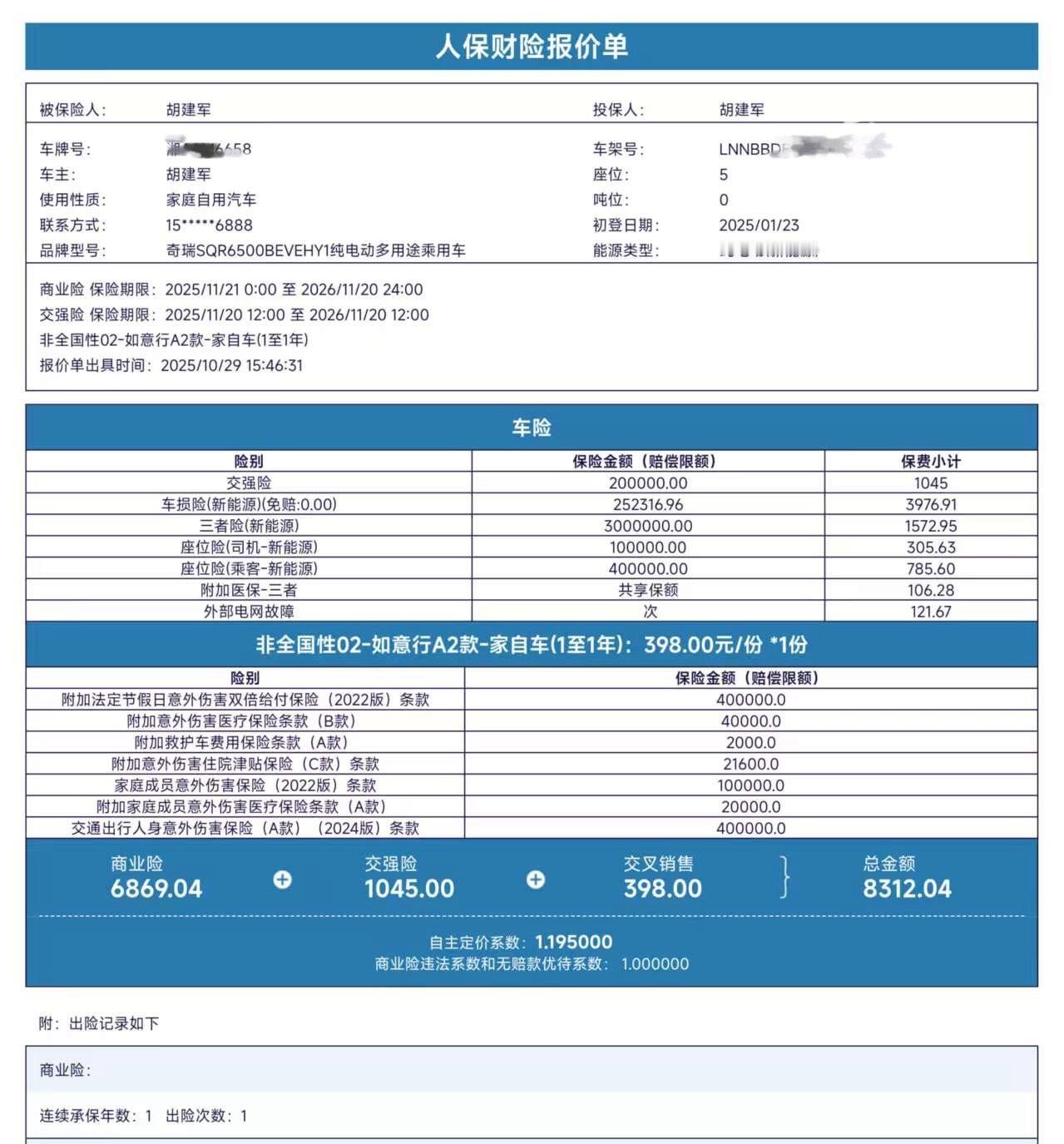 我的智界R7续保出来了[泪奔]，我朋友昨天同款续保(含交强险)4800，我出了一