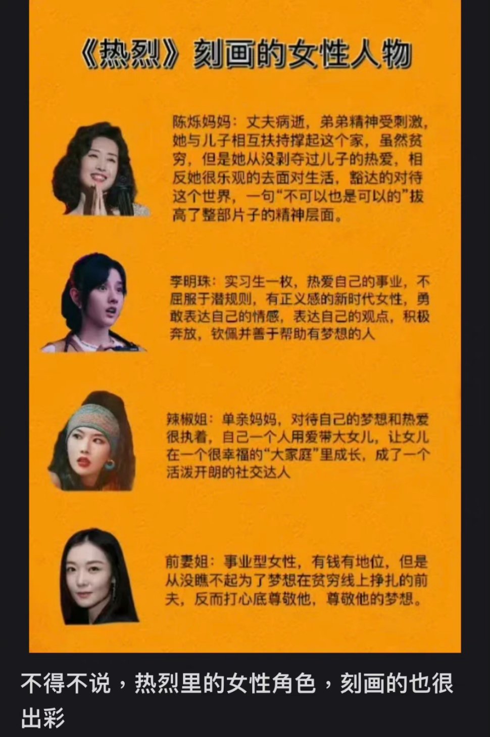 #热烈中的女性角色#热烈肯定是一部成熟的商业电影，好看。但这部电影没有什么出彩的