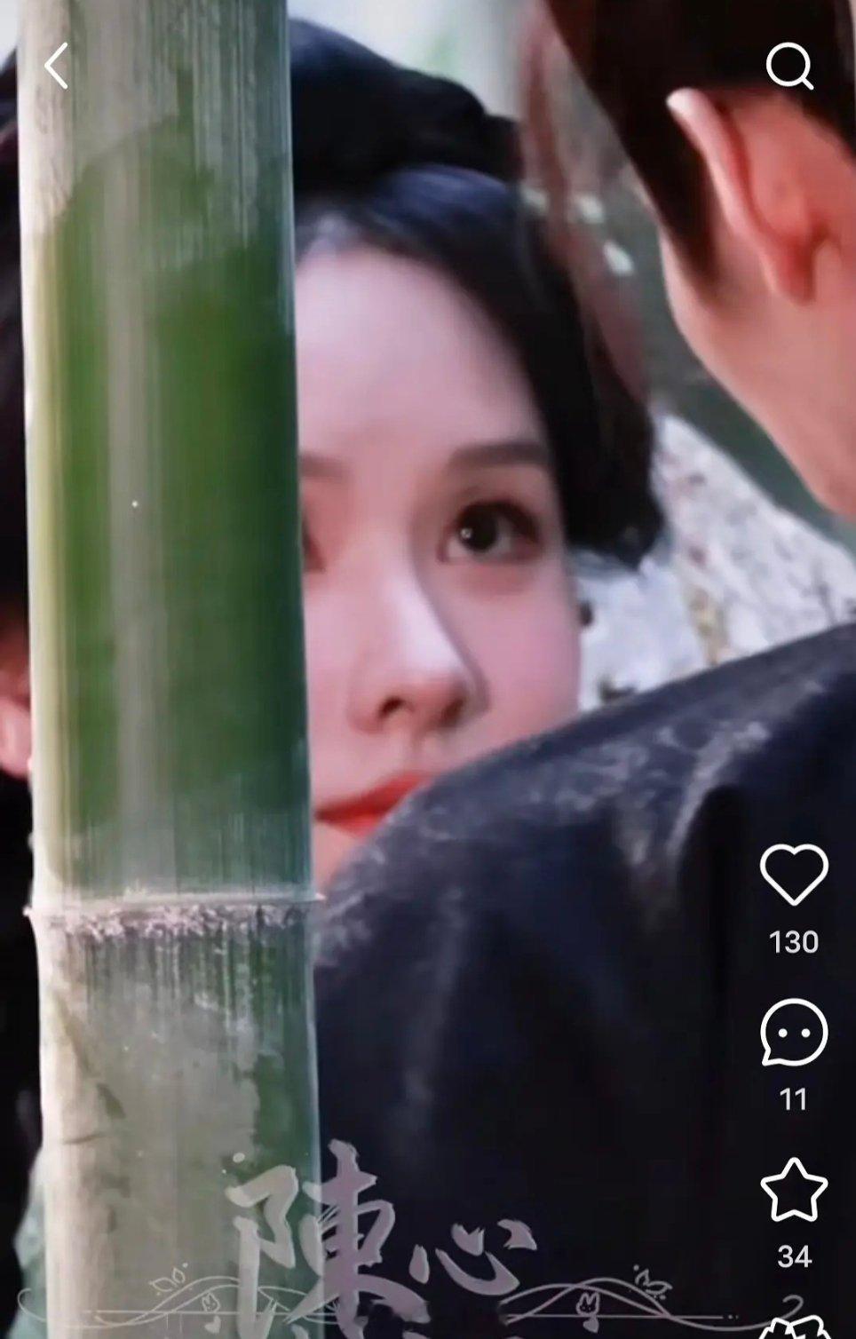 陈都灵这拉丝的眼神演出爱人的感觉，好美。。[666]陈都灵竹林绿衣路透 ​​​