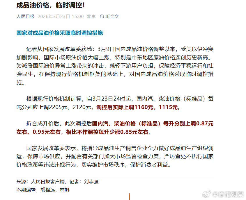 油价采取临时调控了。价格没涨那么猛。这是好事。本来以为要涨一块多 