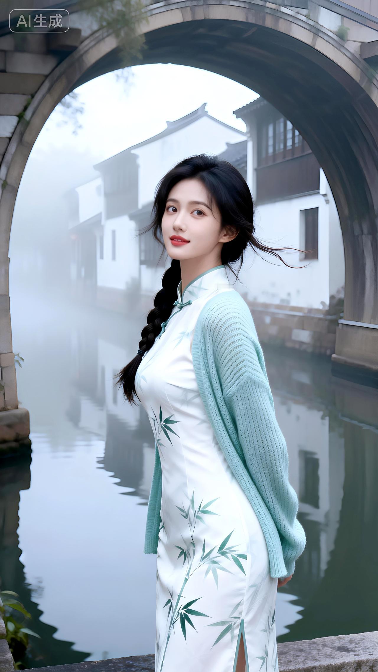 烟雨画桥舟自横，素手拨清波，惊扰一池萍。
壁纸 写真 女神 甜妹