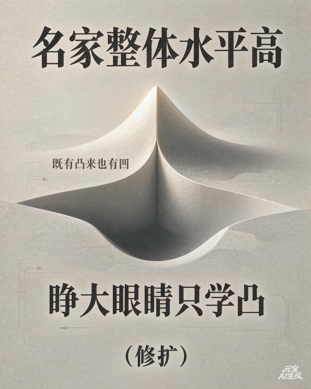 名家笔下功夫高☺️
字里行间有凸凹❤️
潜心细辨取其妙😃
睁眼只把凸处瞧☺️