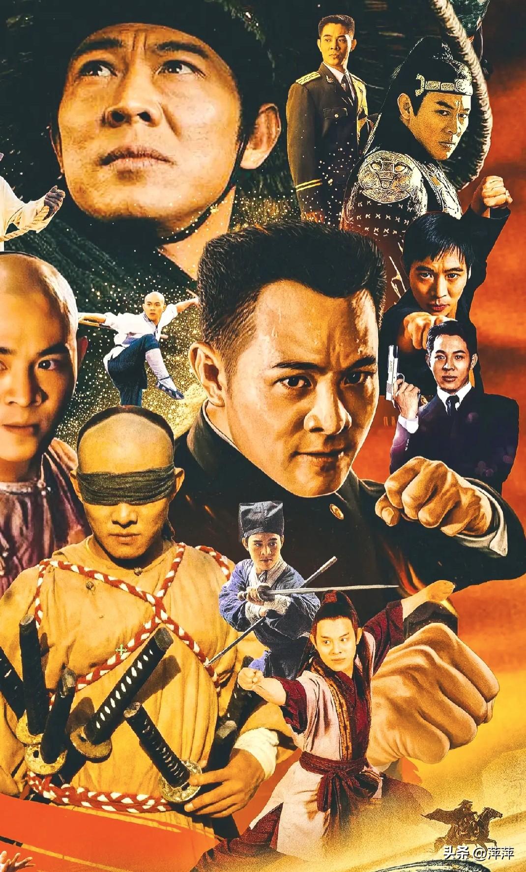 网友为李连杰制作的海报，照片上是李连杰在他的电影中饰演的角色人物。都是非常经典的