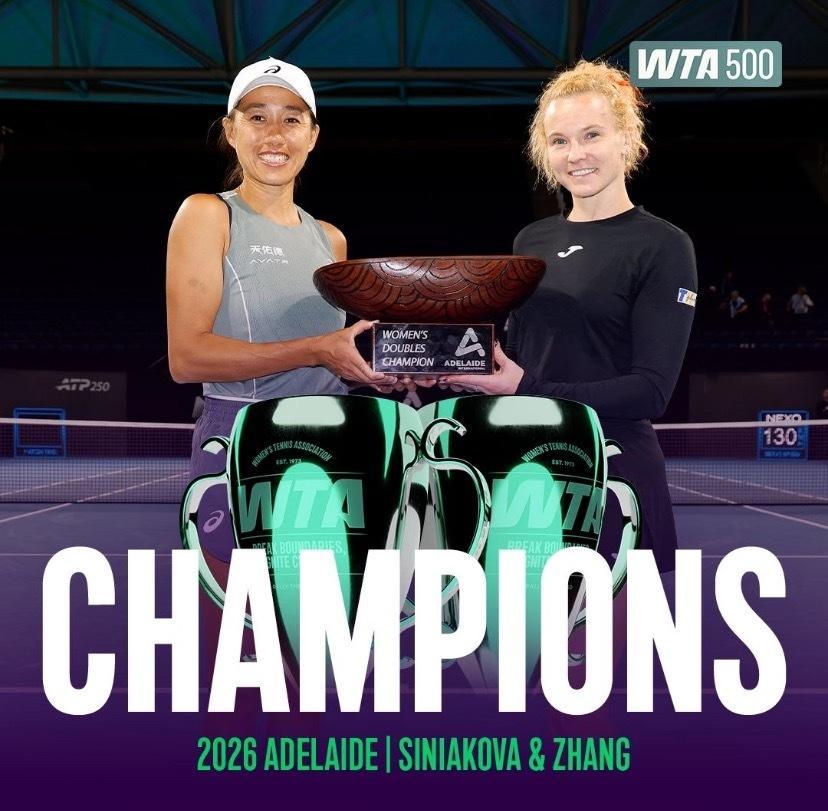 张帅组合阿德莱德站女双夺冠 WTA500阿德莱德站女双决赛中，2号种子🇨🇳张